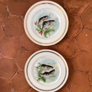 Vintage French Limoges Fish Motif Dinner Plates Set#3