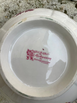 Vintage French Magenta Floral Tureen