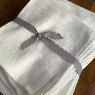 Vintage French Cotton Linen Tablecloth & Napkin Set