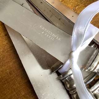 Vintage French Rare Christofle Silver Monogrammed Knives