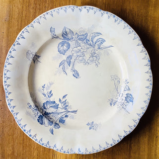 Vintage French Transferware Flore Small Round Serving Platter