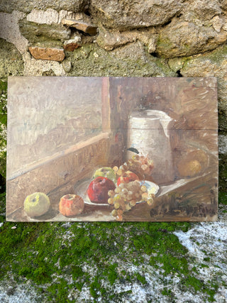 Vintage French Provençal Still Life Oil Painting on Wood
