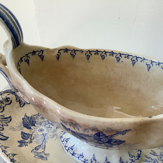 Vintage French Transferware Flore Sauce Server
