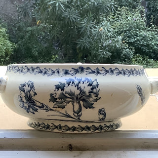Vintage French Blue & White Transfer Ware Serving Bowl