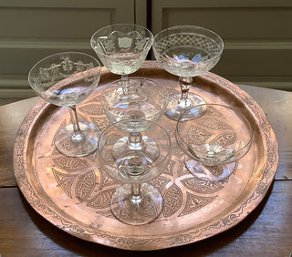 Vintage Moroccan Round Border Copper Tray