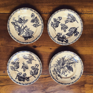 Vintage Belgian Transferware Nimy Salad/Dessert Plates Set#1 Set of 4