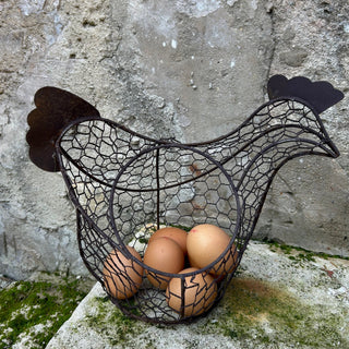 Vintage French Wire Hen Egg Basket