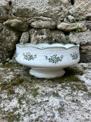 Vintage French Cream & Green Service de Table 16 Pieces