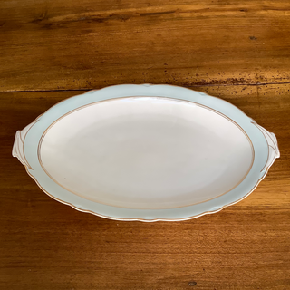 Vintage French Limoges Art Deco Aqua Oval Platte