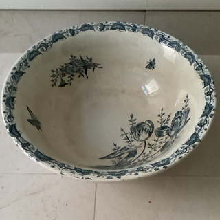 Vintage Transferware Papillon Blue & Cream Saladier