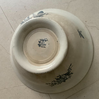Vintage Transferware Papillon Blue & Cream Saladier