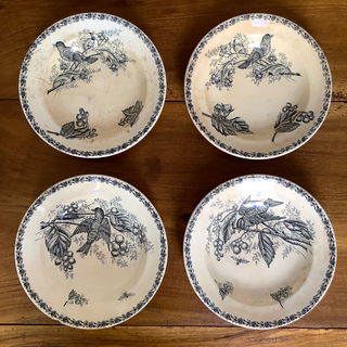 Vintage Belgian Transferware Rare Nimy Rimmed Bowls Set #2 Set of 4