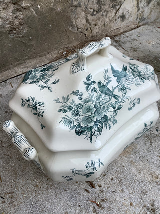Vintage French Blue Green Tureen