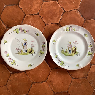 Vintage French Charming Faience Salad/Dessert Plates