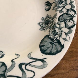 Vintage French Transferware Deep Bluegreen Dinner Plates Set of Six