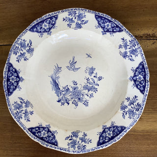 Vintage French Faience Gien Large Round Serving Bowl