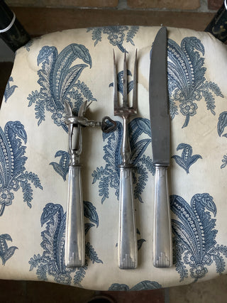Vintage French Art Deco Silver Carving Set