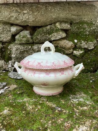Vintage French Creme & Red Henriette Soupière (Tureen)