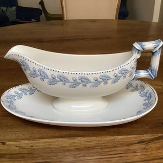 Vintage French Blue & White Sauce Server