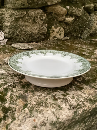 Vintage French Cake Serving Plate Green Ivy Border