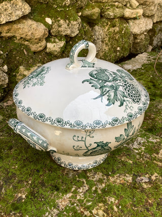 Vintage French Alma Blue Green Tureen