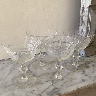 Vintage French Cut Glass Coupes de Champagne