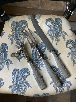 Vintage French Art Deco Silver Carving Set