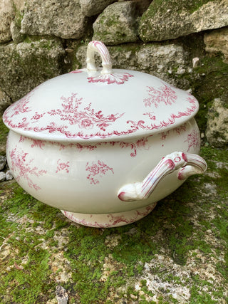 Vintage French Transferware Cream with Red Cadix Tureen