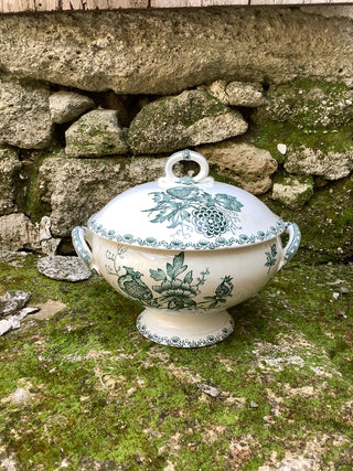 Vintage French Alma Blue Green Tureen