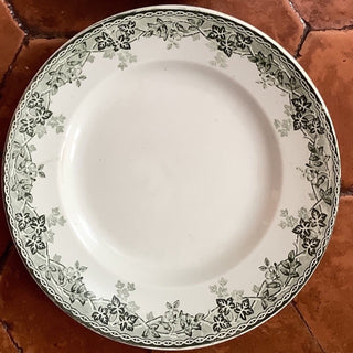 Vintage French Transferware Green Vine Serving Plate