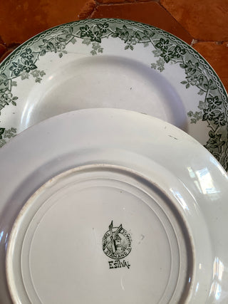 Vintage French Transferware Green Vine Serving Plate