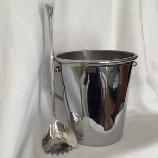 Vintage Stainless Ice Bucket With Serving Spoon
