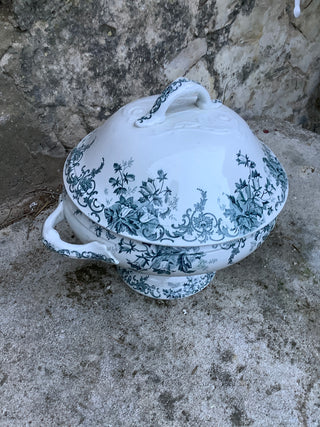 Vintage French Blue Green Tureen