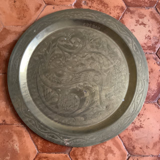 Vintage Moroccan Round Brass Tray