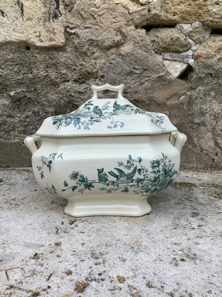 Vintage French Blue Green Tureen