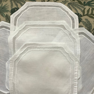 Vintage Hand Embroidered Madeira Cocktail Napkins