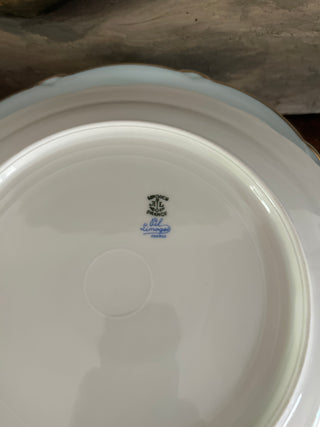 Vintage French Limoges Art Deco Aqua Border Dinner Plates Set of 6