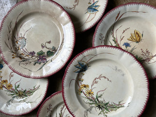 Rare French  Sarreguemine Papillon Rimmed Bowls