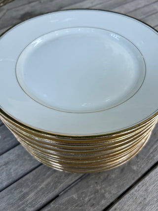 Vintage French Porcelain Gold Rimmed Dinner Plates