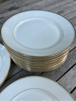 Vintage French Porcelain Gold Rimmed Dinner Plates