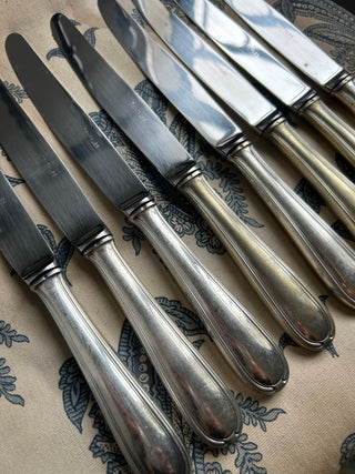 Vintage French Silver Set of Large Silver Dinner Knives