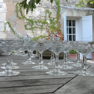 Vintage French Crystal Champagne Coupes