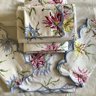 French D. Porthault Dahlias Full/ Queen Sheet Set