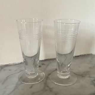 Vintage French Bistro Style Champagne Flutes Set 2