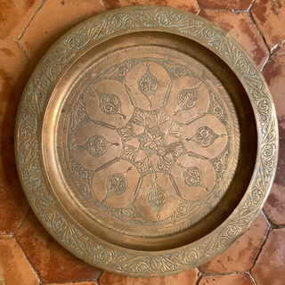 Vintage Moroccan Round Copper Serving Tray