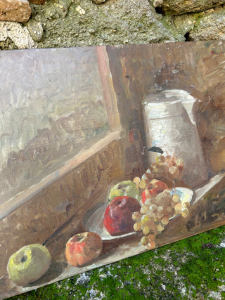 Vintage French Provençal Still Life Oil Painting on Wood