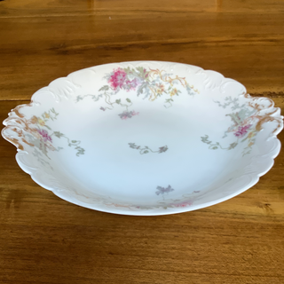 Vintage French Floral Porcelain Large Round Vegetable Bowl