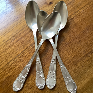 Vintage French Art Nouveau Silver Teaspoons Set 4