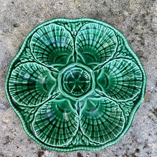 Vintage French Green Oyster Plates