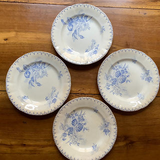 Vintage Blue & White Flore Dinner Plates